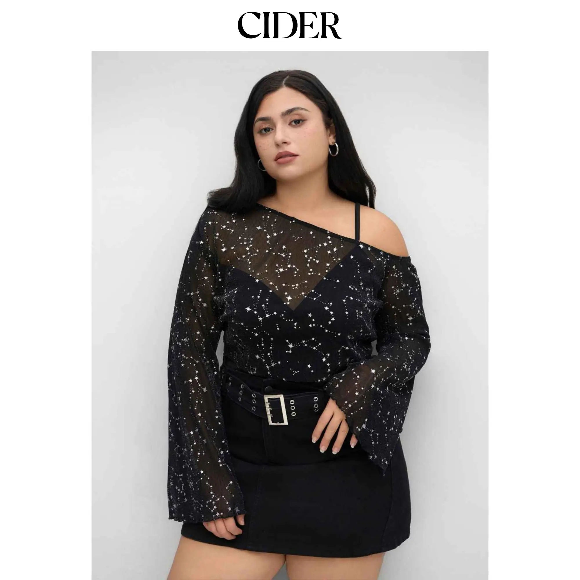 Cider Mesh Star Crop Top & Solid Bodysuit Curve & Plus SummerFinds