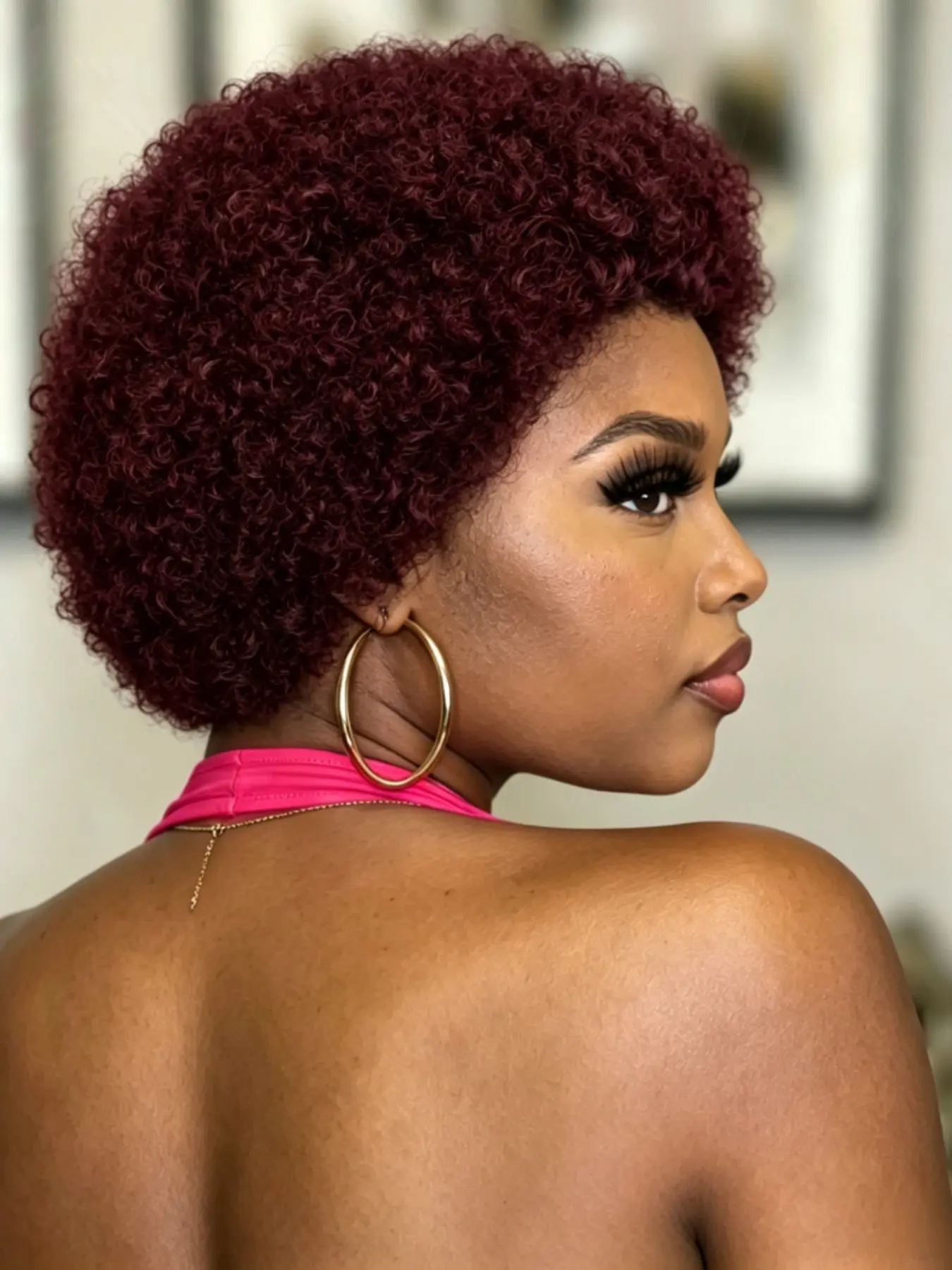 Full Machine Made Short Afro Kinky Curly Human Hair Wig, Natural Looking Curly Pixie Wig, Comfortable Wear for Everyday Use