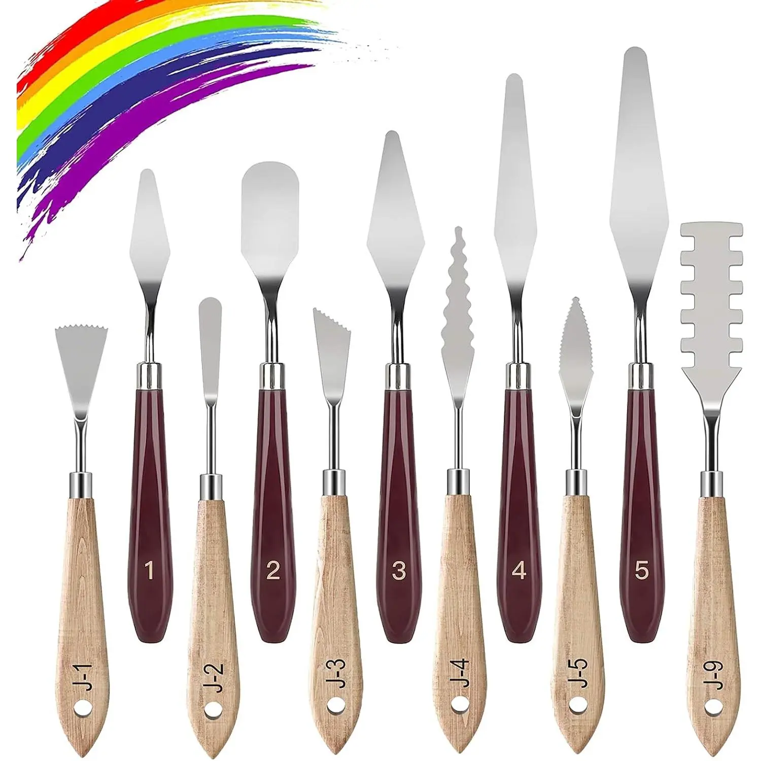 11 Pieces Stainless Steel Palette Knife Set Spatula Painting Art Supplies for Oil Painting, Gouache, Watercolor, Rock Painting