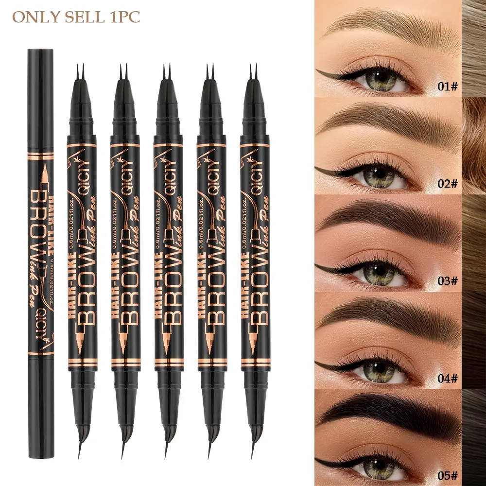2‑in‑1 Micro 2‑Prong Liquid Eyebrow Pen & Eyeliner, Waterproof Long Lasting Microstroke Brow Pen, Ultra‑Fine Tip for Natural Hair‑Like Brow Strokes, Smudge‑Proof Eye Makeup for Women