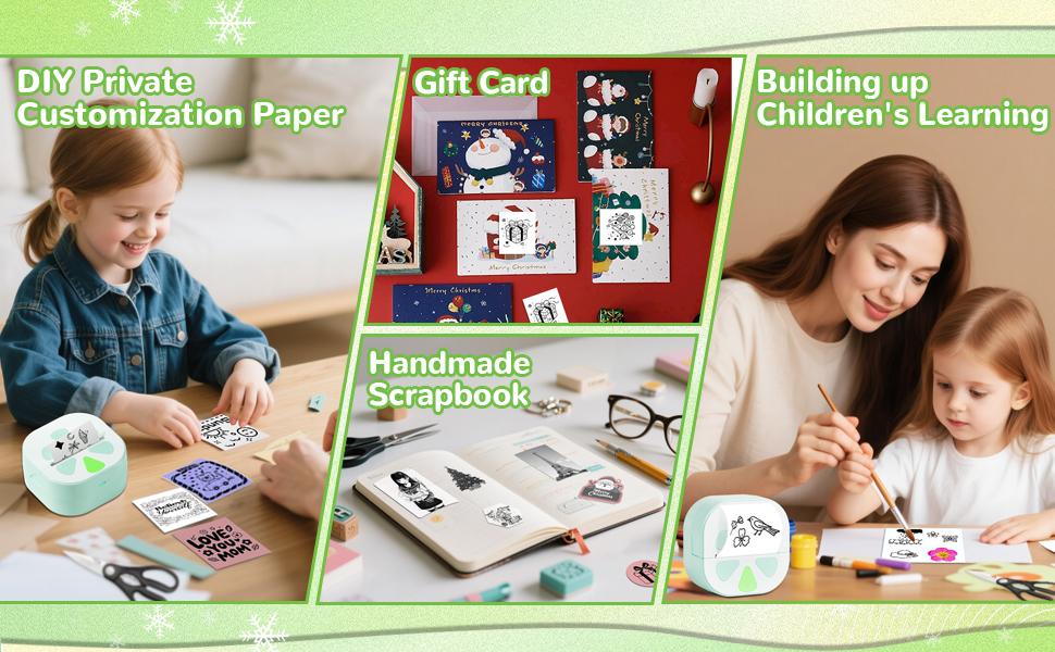 THE WELL KEPT Sticker Printer, Print Pods Mini Printer, Bluetooth Thermal Sticker Maker Machine with 3 Rolls Paper, Print Pod Mini Printers for iPhone, Impresora Portátil for Study Note, Journal, DIY, Kids Gift