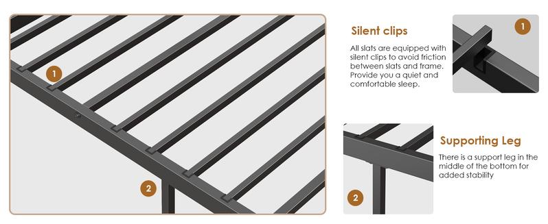 Bunk Beds Twin Over Full Size, More Sturdy Heavy Duty Metal Bunk Bed with Angled Ladder for Teens and Adults, Used for Spaces-Saving, Apartment or Dorm, Noise Free & Easy Assembly, Black