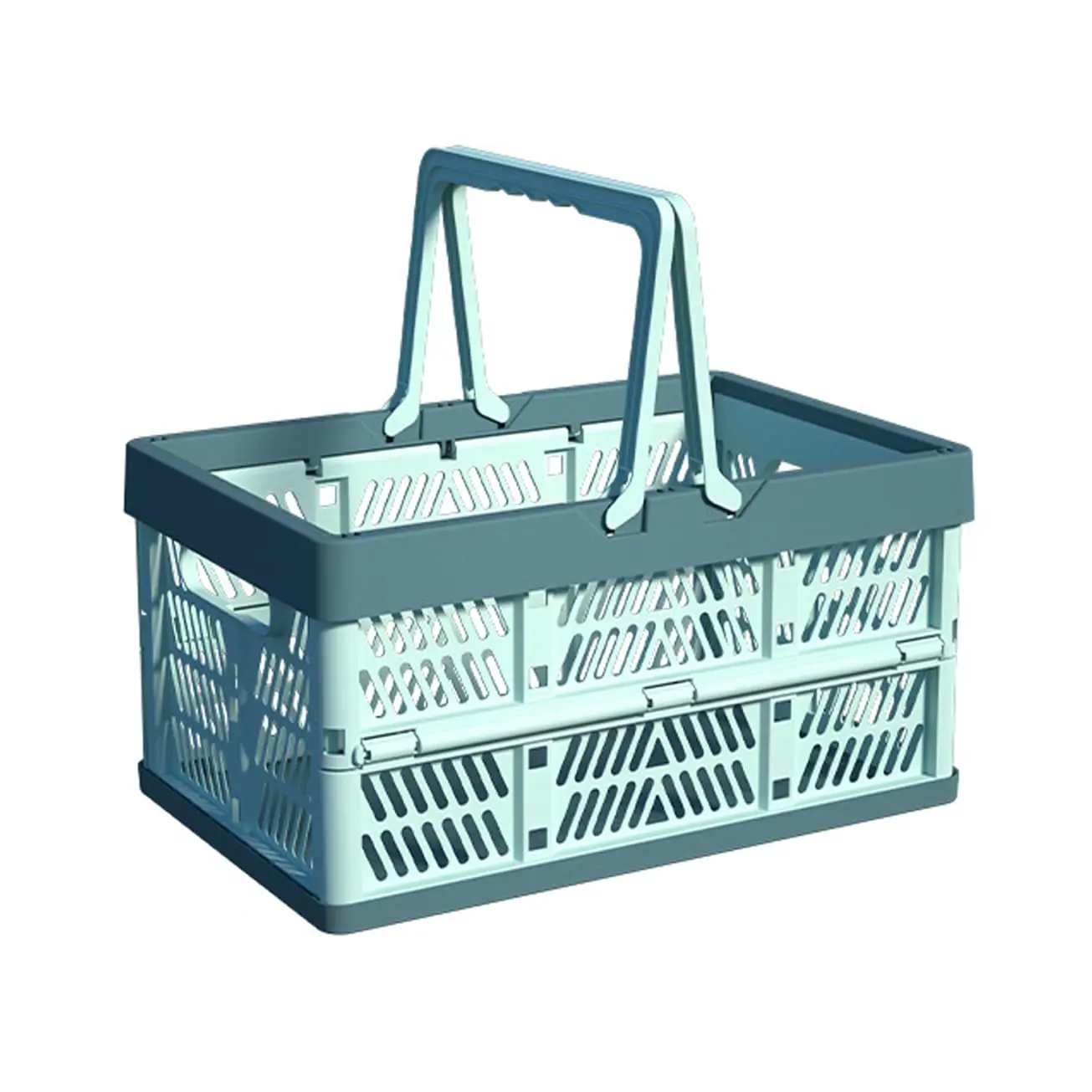 Plastic Collapsible Storage Crate, Foldable Portable Picnic Basket, Vegetable Fruit Basket, Supermarket Hand-Held Veggie Basket