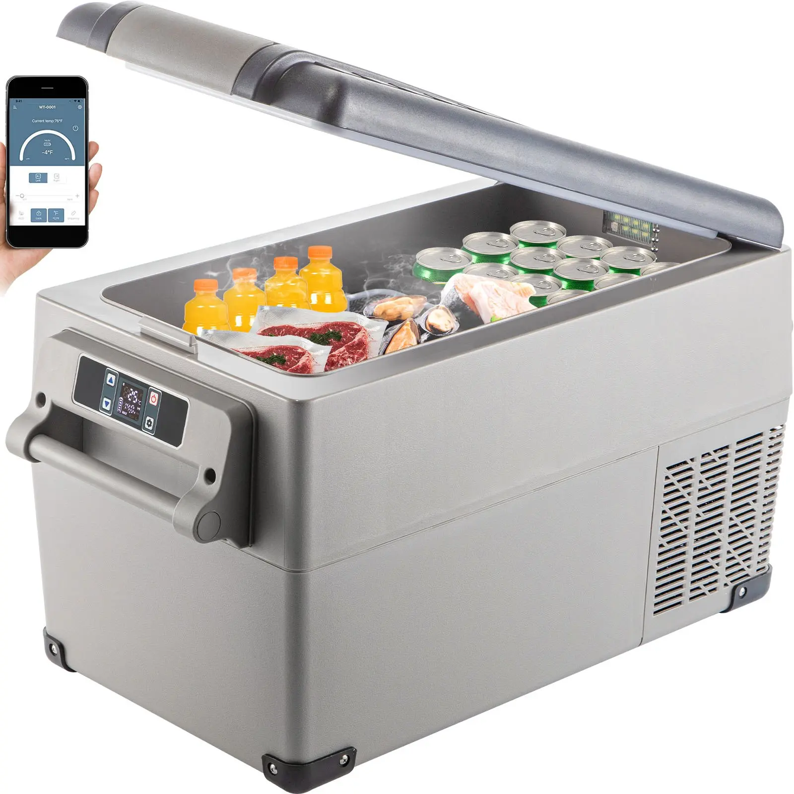 【DealsForYouDays】VEVOR 37-Qt (35-L) Portable Refrigerator with Carry Handle, 12V Dual Zone Fridge with App Control (-4℉-68℉), 12/24V DC & 110-240V AC Power for Camping, Home Use