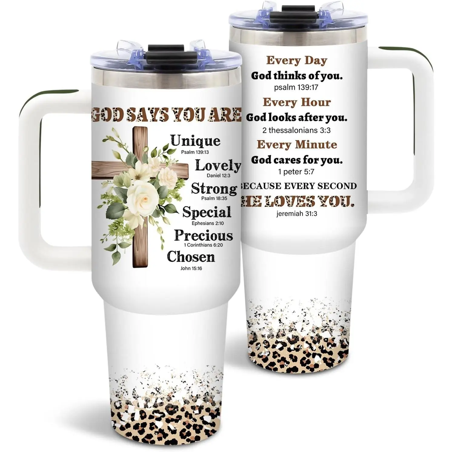 Christian Tumbler 40oz, Insulated Christian Gifts for Women | Bible Verse Tumbler Leakproof, Inspirational Gift for Women Christians, Christmas Birthday Gift for Mom Sister, 1 Pack