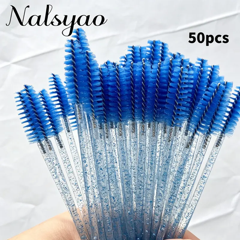 50pcs Crystal Handle Lash & Brow Brush Set | Spoolie Brushes for Grooming & Application, Soft Bristles Gentle on Lashes & Brows, Makeup Tools