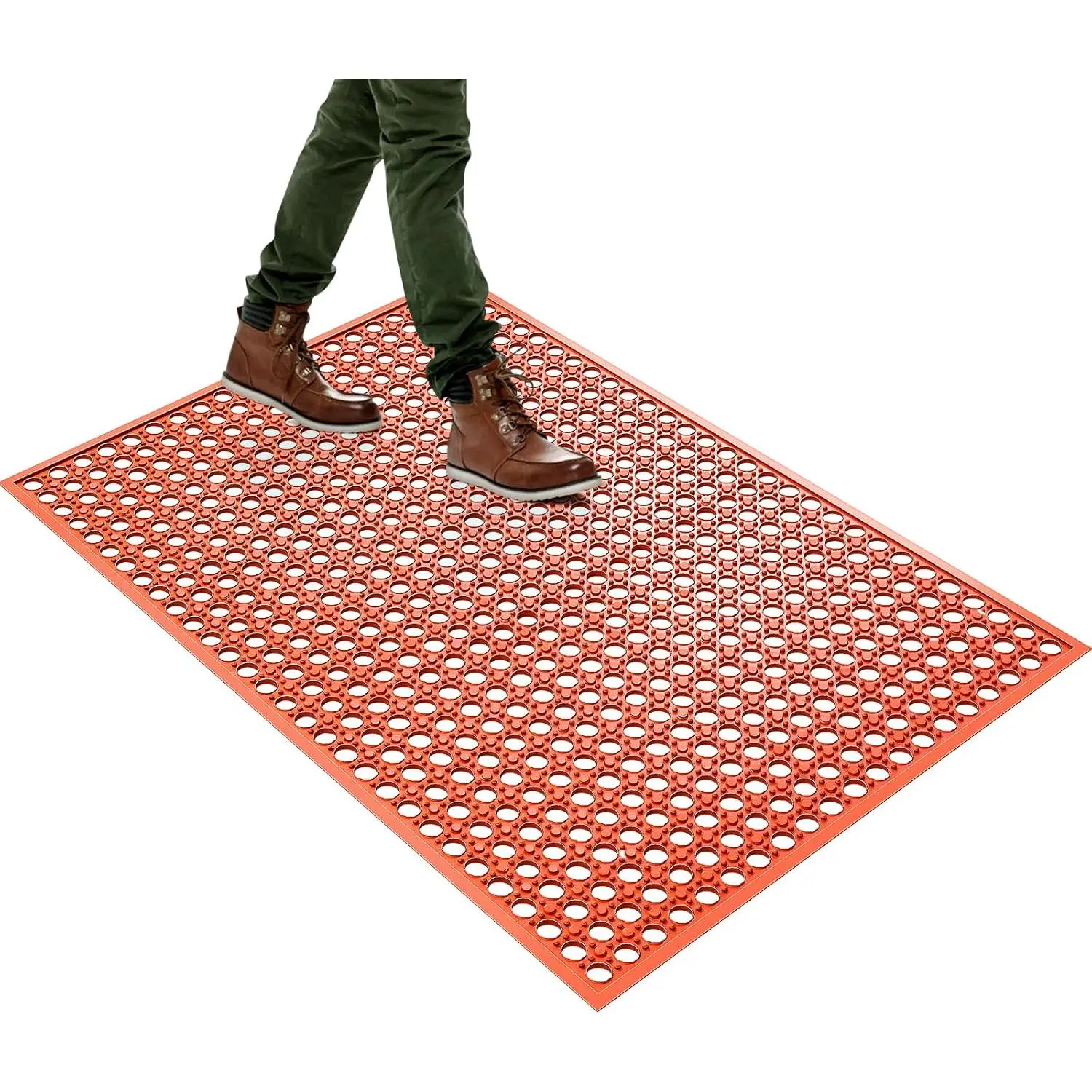 Outdoor Rubber Mat Kitchen Anti- Entrance Floor Mats (24"x 36") Commercial Restaurant Bar Floor Mat  Outside Rubber Non Slip Drainage Mat Red