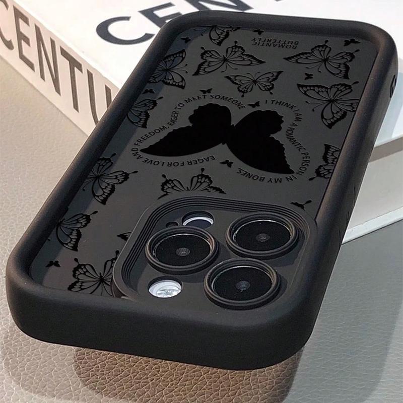 Butterfly Pattern Phone Case, Decorative Phone Protector Cover, Anti-drop Cellphone Protective Case, Shockproof Mobile Phone Accessories Smartphone Compatible with iPhone Series