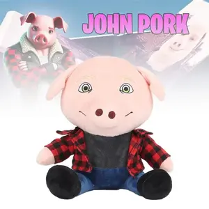 John Pork Plush Toy Funny Meme Stuffed Animal, Viral Internet Character Plushie, Soft Pig Doll Pillow, Trending Collectible Toy, Kawaii Room Decor, Desk Buddy, Funny Soft Cuddly Gift for Meme Lovers, Gamers, Teens