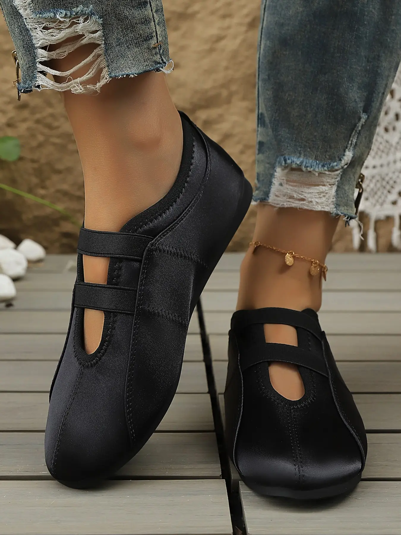 Women's Satin Ballet Flats, Fashionable Sweet Style Dance Shoes, Casual Low Heel PU Leather Sneakers for All Seasons