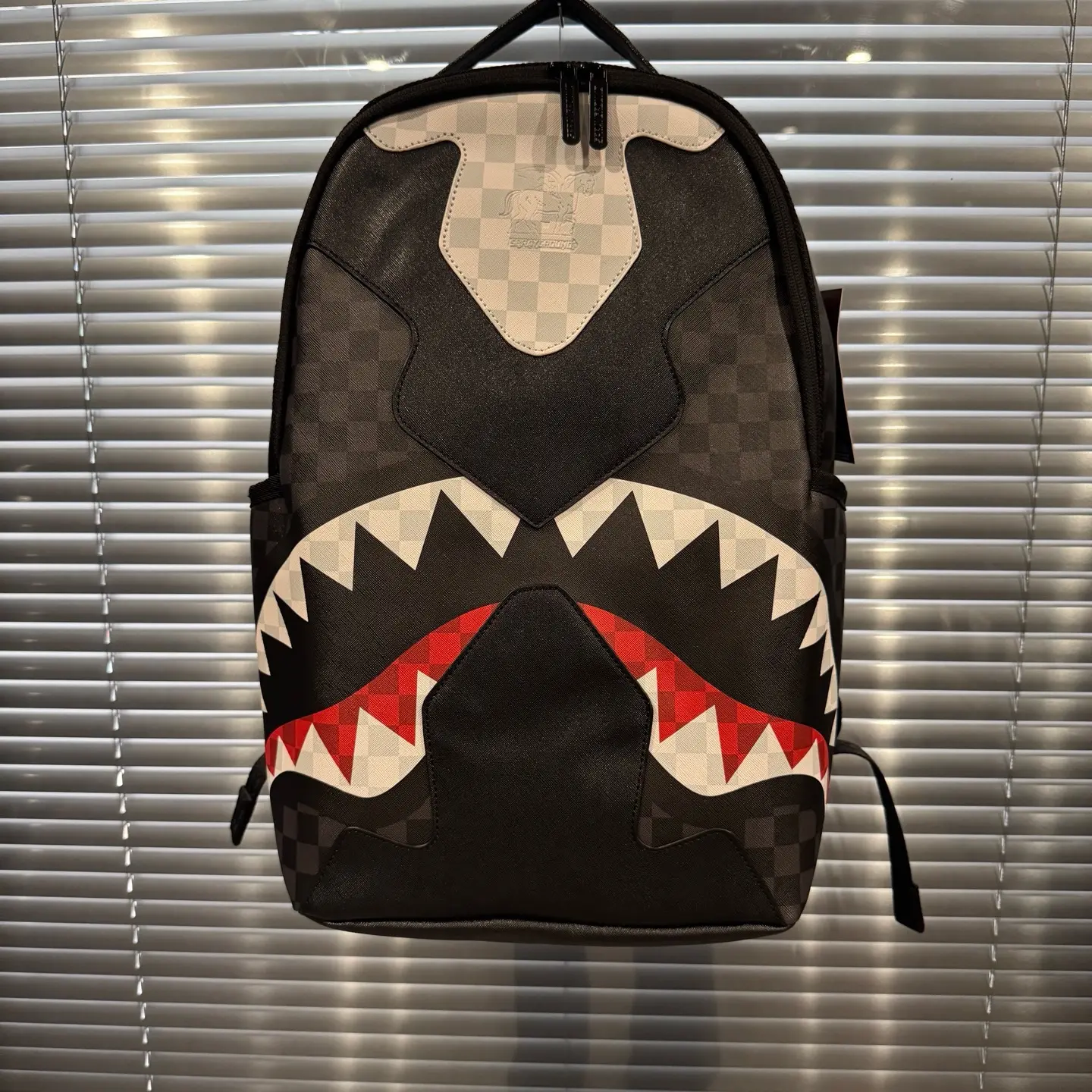 SPRAYGROUND SG Shark Big Logo Shark Mouth Abstract Smoke PVC Backpack, Unisex Couple Bag, Same Style as Zhang Guiyuan