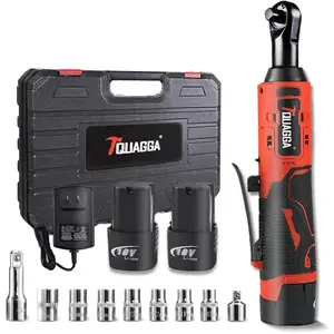 3/8" Cordless Electric Ratchet Wrench Set 18V Power Ratchet Tool Kit With 2 Packs 2000mAh Battery And Charger 45 FT-LBS Battery Powered Wrench with LED Lights