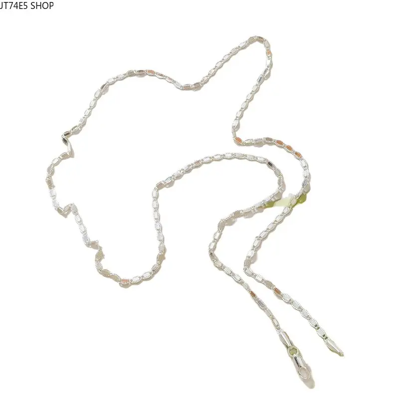 Simple Textured Oval Metal Link Neck Chain for Ladies, Smooth Silver Thin Stackable Necklace with Adjustable Clasp, Versatile Decorative Accessory for Multi-scene Matching