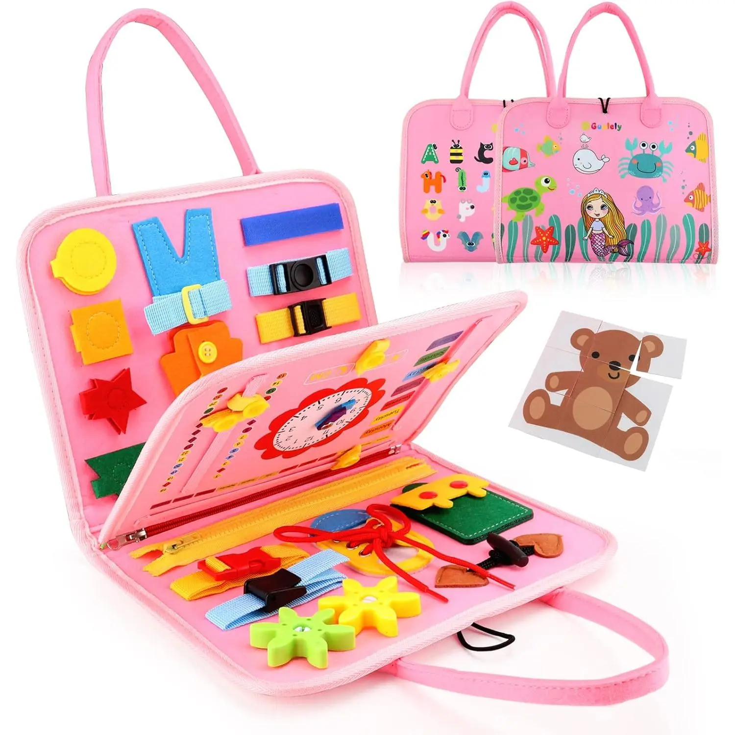 Busy Board Montessori Toy  3-6 Year Old Toddlers - Educational Activity Developing Sensory Board  Basic Dress Fine Motor Skills - Travel Toys  Plane Car, Gift  Boys Girls New model