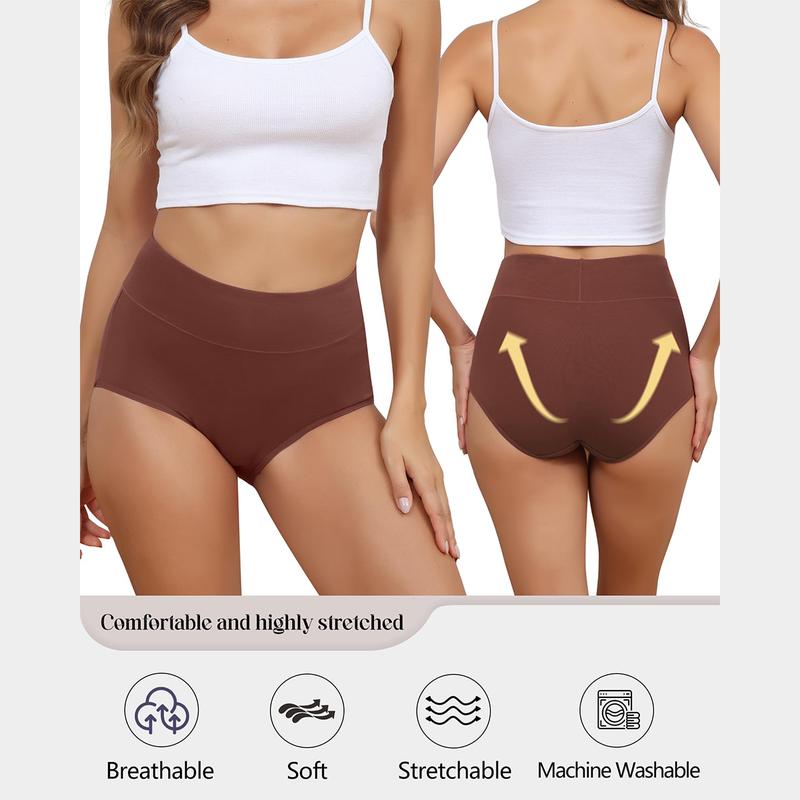 LEVAO Women's High Waist Cotton Underwear Soft Comfy Brief Stretch Ladies Full Coverage Panties 5/10 Pack S-XXL