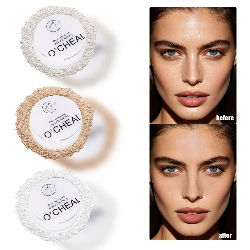 Invisible Loose Setting Powder, Oil Control Matte Finishing Translucent Loose Powder Makeup for Oily Skin, Long Lasting Pore Minimizing Lightweight Face Powder with Puff, 3 Shades Ivory Natural White