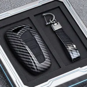 Abs Carbon Fiber Car Key Cover Fob Case, Compatible with Hyundai Genesis G80, Santa Fe, Tucson, Equus, Azera, Remote Control Key Holder