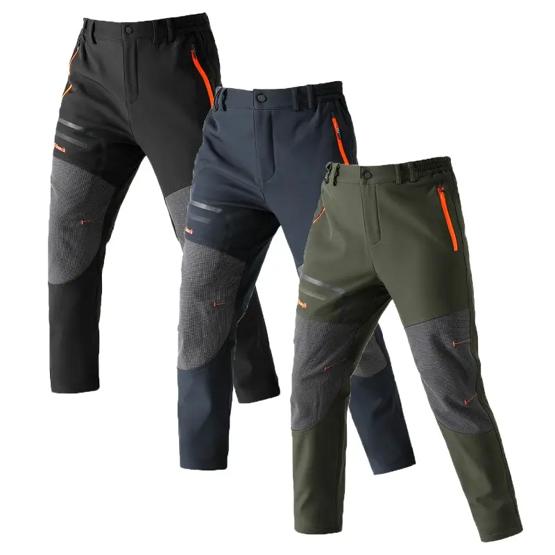 1/2/3 Pack Men's Fleece Lined MTB Cycling Pants Color Block Wind Water Resistant Multi Pocket Thermal Mountain Bike Riding Long Trousers Multi Color Combo--shangxuan