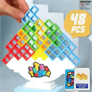 48 Piece Balance Stacking Blocks Game, Educational Geometric Building Toys, Parent-Child Interactive Desk Puzzle Toy