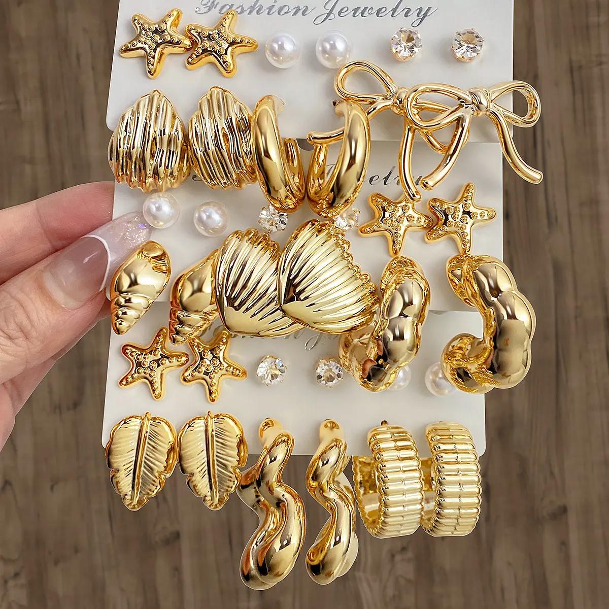 Women's 2026 Hypoallergenic Gold Hoop Earrings Set - Starfish, Shell, Bow Stud Earrings - Beach Mermaidcore Jewelry Gift (Sports & Outdoor Accessories), Earrings For Decorative, Party Festival Earrings
