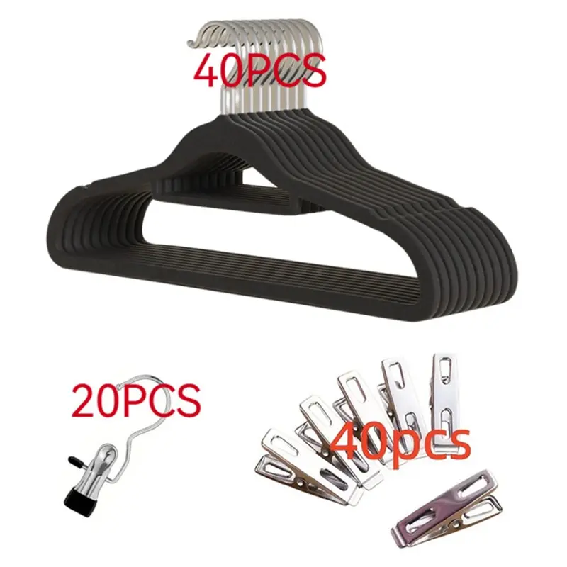 32/50/100PCS Windproof Clothes Hanger Set, Non-Marking, Anti-Slip, Space-Saving, Suitable for Coats, Shirts, Dresses, Pants, Ties, Outdoor Use