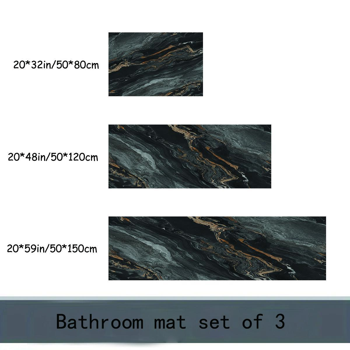 Marble Pattern Bath Mat, 3 Counts/set Non-slip Absorbent Bathroom Mat, Soft Comfortable Bathroom Mat, Suitable for Bathroom, Shower, Laundry Room, Bedroom, Living Room, Bathroom Rug Set