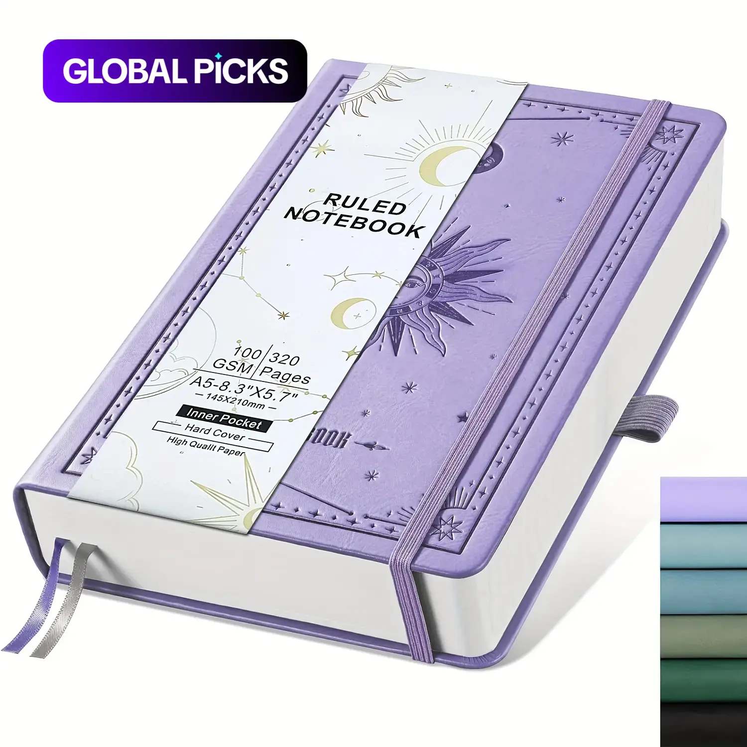 Lined Notebook, 320 Pages Thick 100 GSM Paper, A5 Hardcover PU Leather Journal for Students, Work, Writing & Notes, College Essentials, Stationery Supplies, 5.7 x 8.3 inches