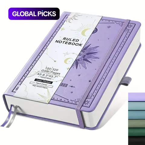 Lined Notebook, 320 Pages Thick 100 GSM Paper, A5 Hardcover PU Leather Journal for Students, Work, Writing & Notes, College Essentials, Notebook for School, Stationery Supplies, 5.7 x 8.3 inches #GLOBAL PICKS