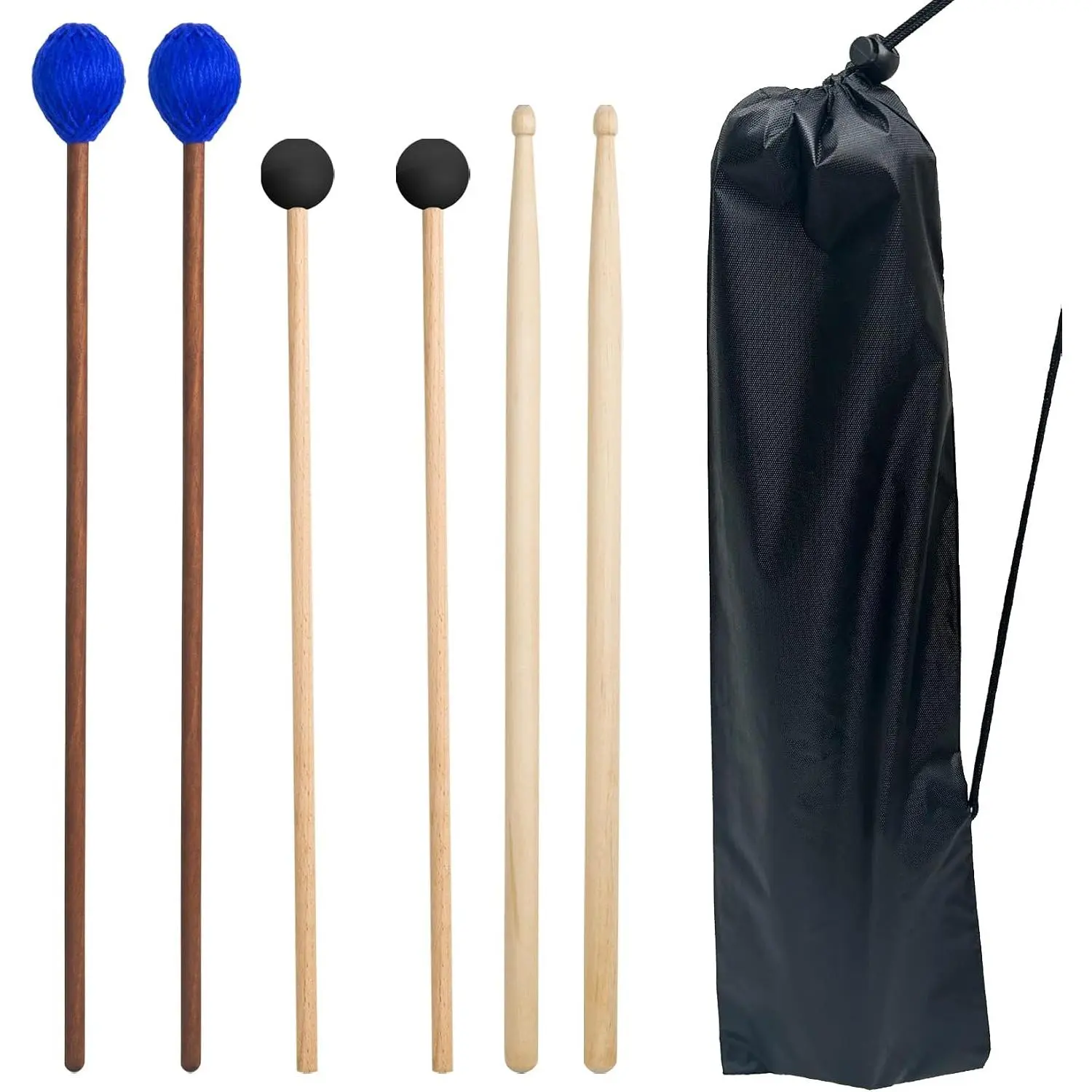 2 Pairs Drum Mallets Kit - Rubber and Yarn Marimba Mallets