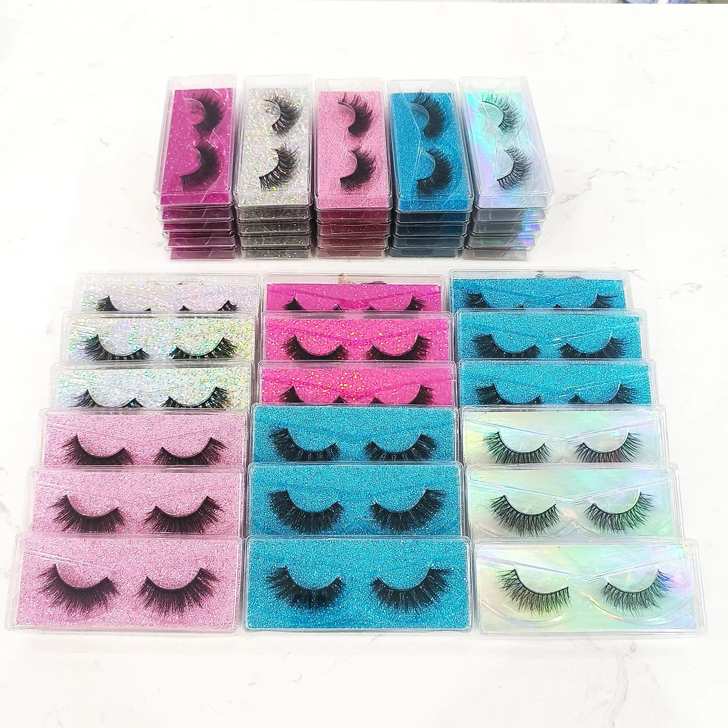 Eyelash Wholesale 20/50 Pairs Faux 3D Mink Lashes Makeup Fluffy Thick Curl False Eyelashes In Bulk Cilios Natural Lashes