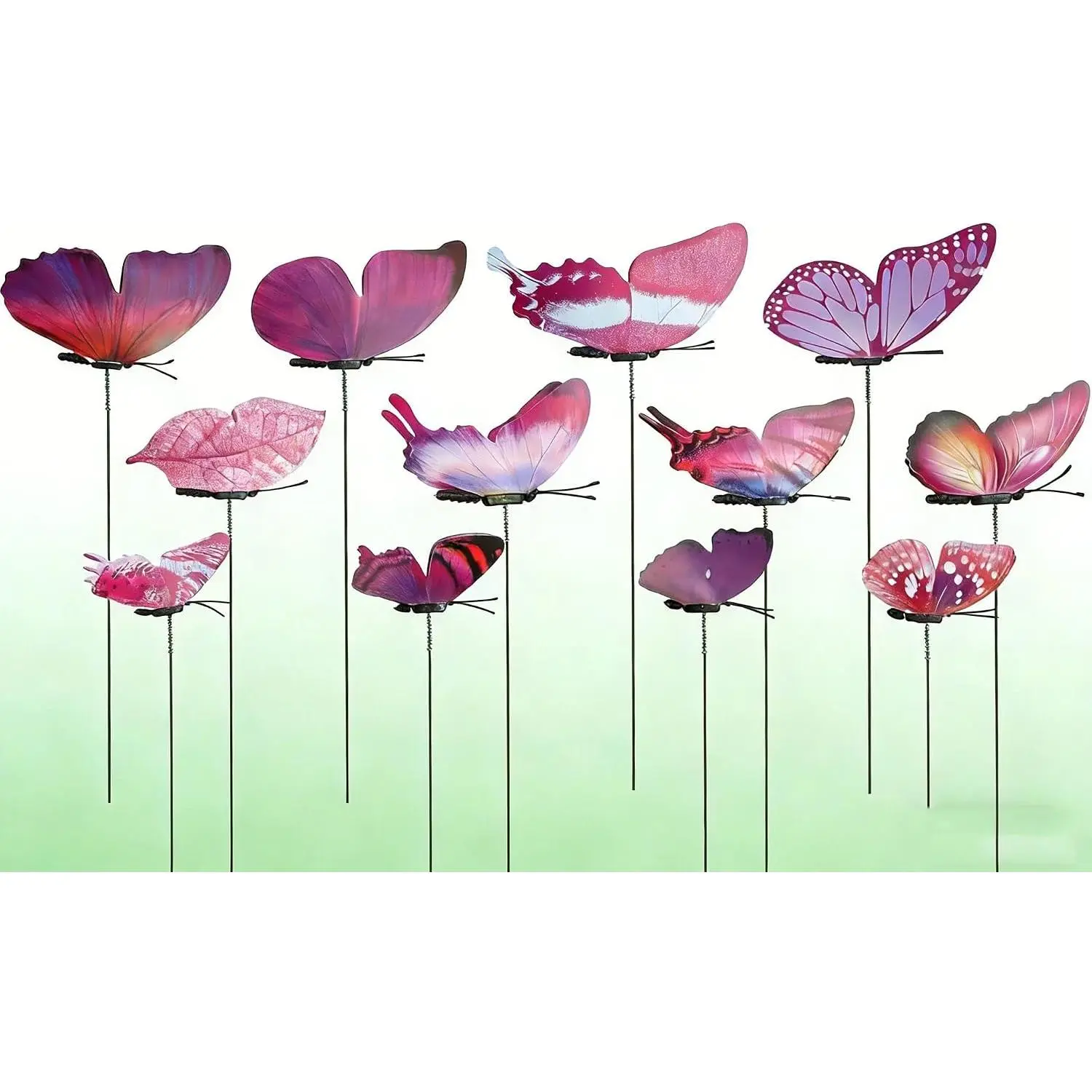 Decorative Garden Stakes, 12 count 9.7in  Butterfly  Metal Sticks for Flower Beds, Yard Decor, DIY Party Ornaments -  for Outdoor, Wedding &   Events