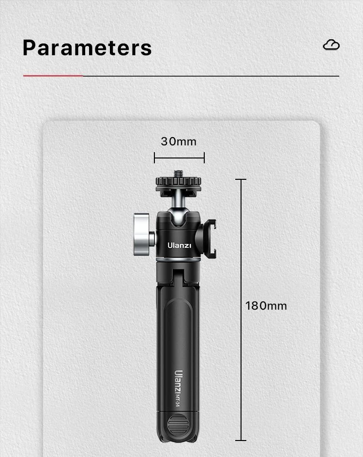 Ulanzi MT-14 Aluminum Alloy Tripod 2KG Load with 360° Ballhead 1/4 Screw Light Portable Vlog Kit Light Desktop Tripods For Phone