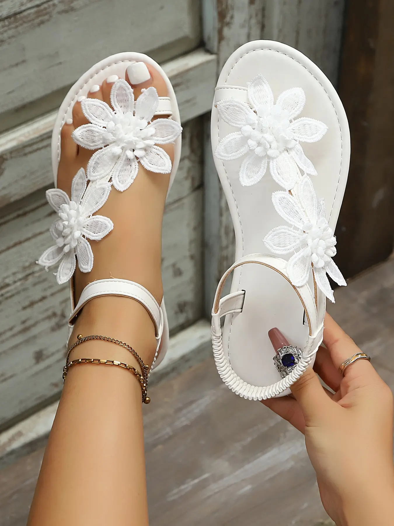 2026 Floral Braided Strap Flat Sandals, Open-Toe, Soft Rubber Sole, Casual Style, Comfortable & Durable, Perfect for Spring/summer