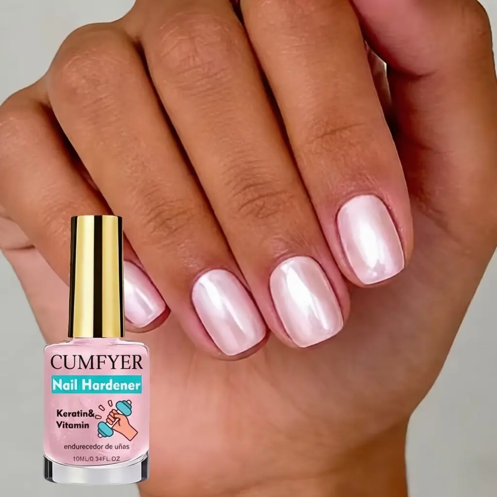 Pearl Pink Nail Hardener, easy to apply, dries naturally, Moonlight Pearl Powder Strengthener, Nail Strengtheners, nude nail polish series, natural pearlescent reflective texture, strengthens nails, long-lasting formula, perfect nails