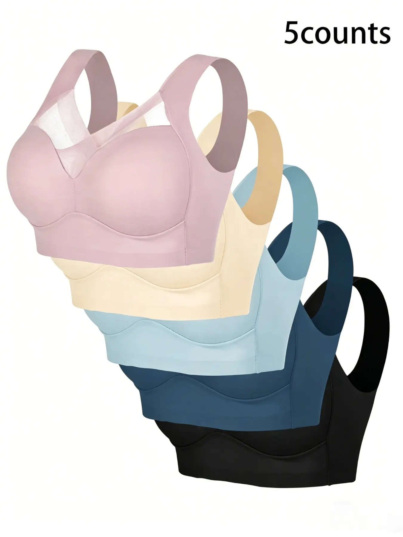 Women's Seamless Wireless Bra Set with Pads, Light Thin Skin-Friendly, Breathable Bras, All-Day Comfort, Suitable for Daily Wear, Medium Support, Lined, Wirefree Bra