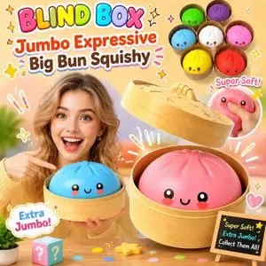 10.6 Inch Expressive Big Dumpling Squishy Blind Box, Mysecret Bun Fidget Toy Soft TPR Stress Relief Squeeze Toy, Random Style Surprise Unboxing Pack, Ideal Graduation & Holiday Exchange Gifts, Jumbo Squishies Anxiety Relief Collectible Sensory Fidget Part