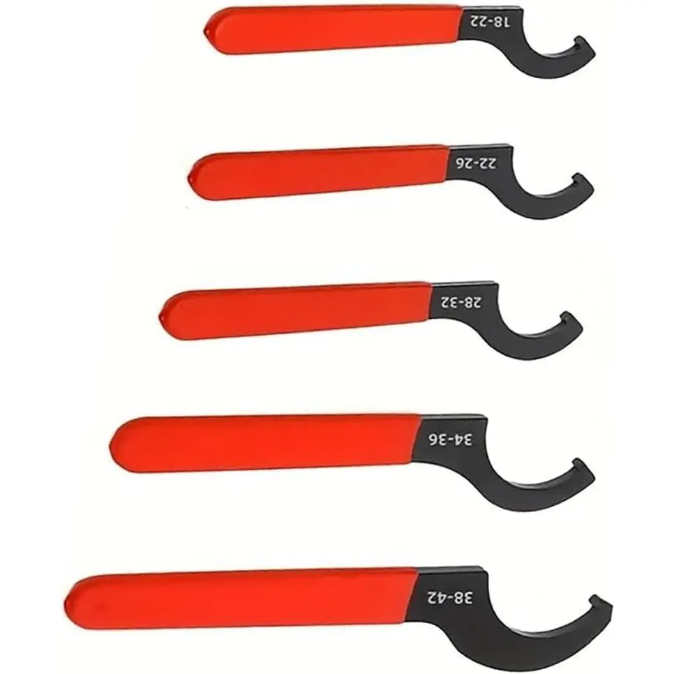 Coilover Spanner Wrench Set, 5-Piece Non-Slip Handle Spanners & Wrenches with Rubber Grips for Coilovers, Floor Heating Pipes, With Handle Spanners & Wrenches