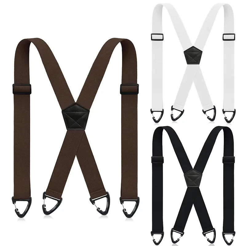 Men's 1.5inch Four-Corner Crossed Adjustable Hiking Suspenders - Elastic Outdoor Back Strap with Metal Rings, Durable & Comfortable for Hiking, Camping, and Climbing