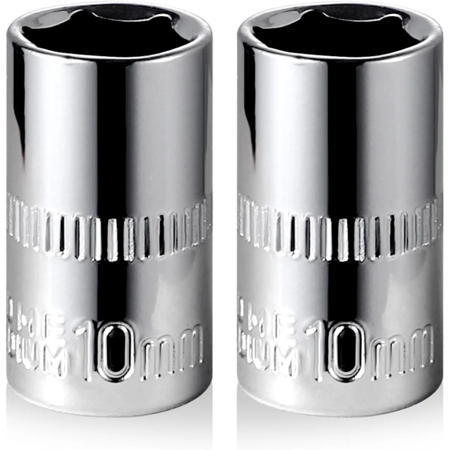 2-Pc 10mm Shallow Sockets, 6-Point, 1/4-Inch Drive - Heavy Duty & Affordable Chrome Vanadium Steel, Fits , ,  - Metric Standard Socket for Auto Repair, DIY &