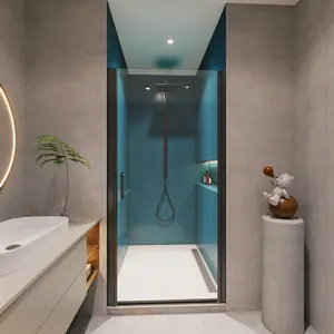 1 3/8" adjustment,universal pivot shower door, open outside, with 1/4" tempered glass finish 3472