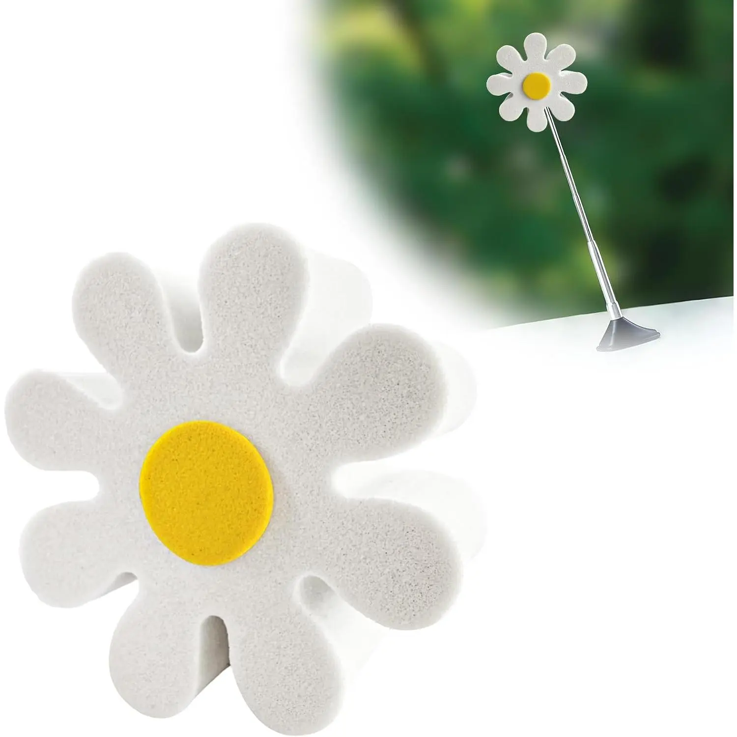 Daisy  Antenna Topper, EVA  Daisy Antenna Decoration Rearview Mirror Dangler, Automotive Roof Toppers Lovely Flower Aerial Ball Cute Dashboard Accessory for Women Men (White)