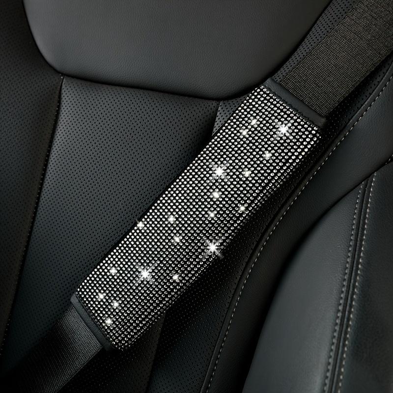 Car Seat Belt Cover with Rhinestones, Trim, Heat-Applied Shoulder Protector, Full-Coverage Car Interior Modification Accessory, Artificial Diamond Luggage Handle Cover, Set of Two