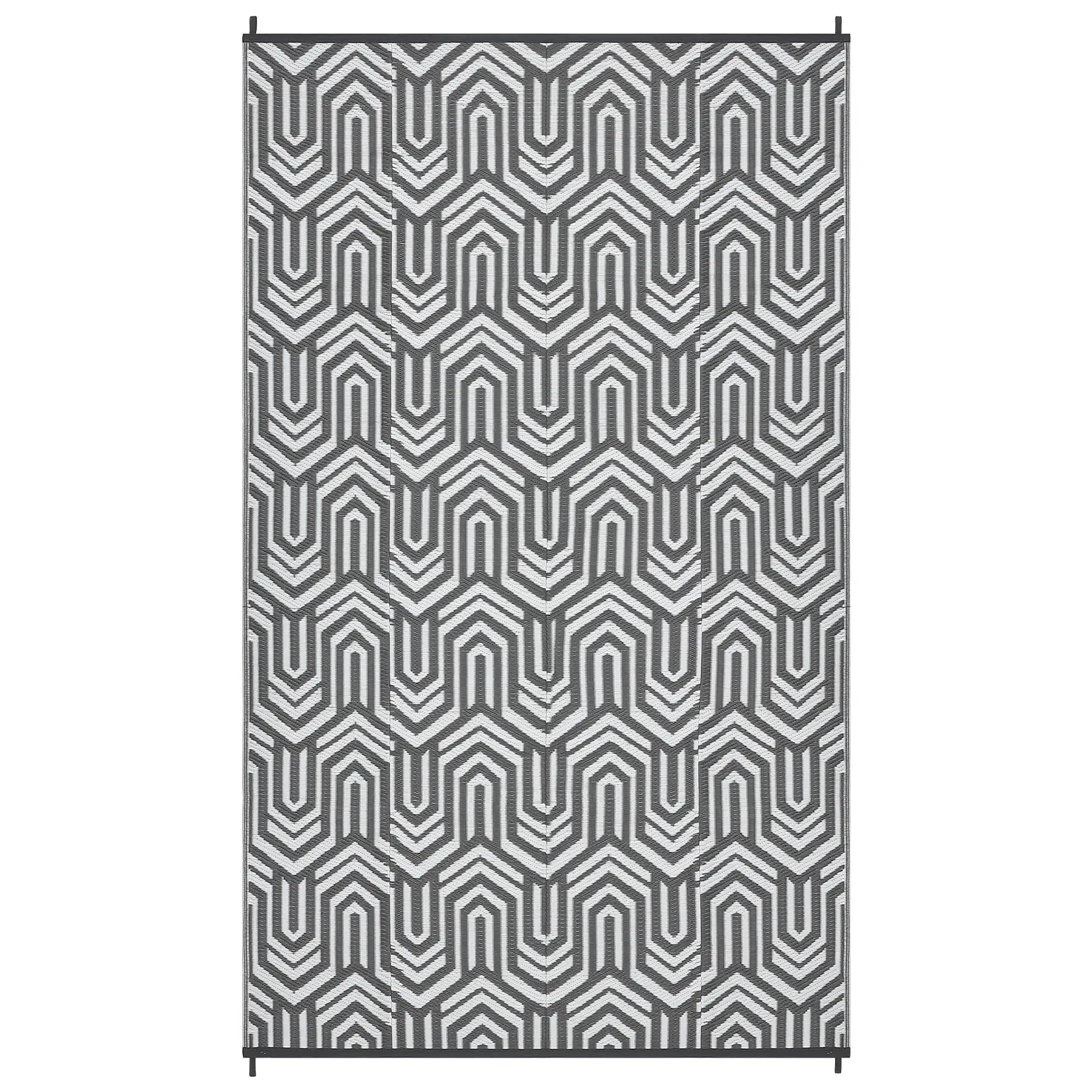 Modern Geometric Outdoor Door Mat - Woven Plastic, Low Pile, Durable & Easy Care Rug for Patio, Deck, or Garden, Portable Carpet