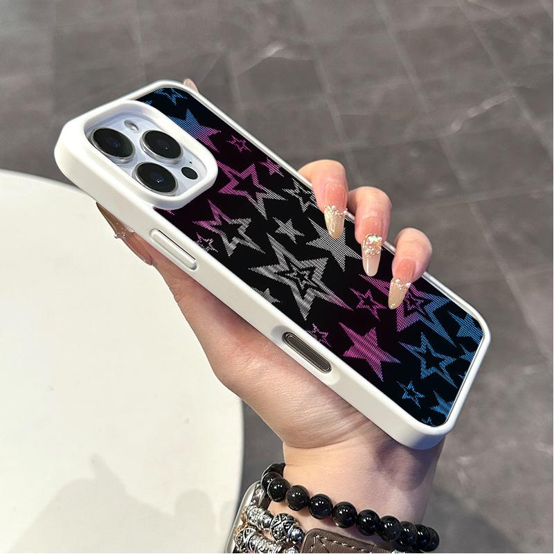 Chic Magnetic Case for iPhone11/12/13/14/15/16/17/promax Gradient Star Pattern MagSafe Ready, Anti-Slip, Ultra Thin | Aesthetic Touch for Daily Use