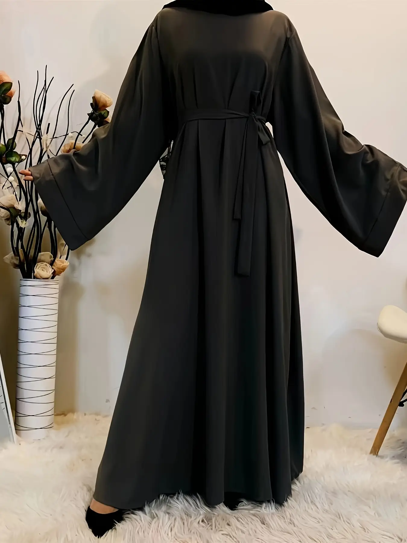 Women's Long Robe Dress, Spring Autumn Winter New Style, Plain Color Muslim Clothing, Comfortable & Stylish Design Muslim Women Gowns