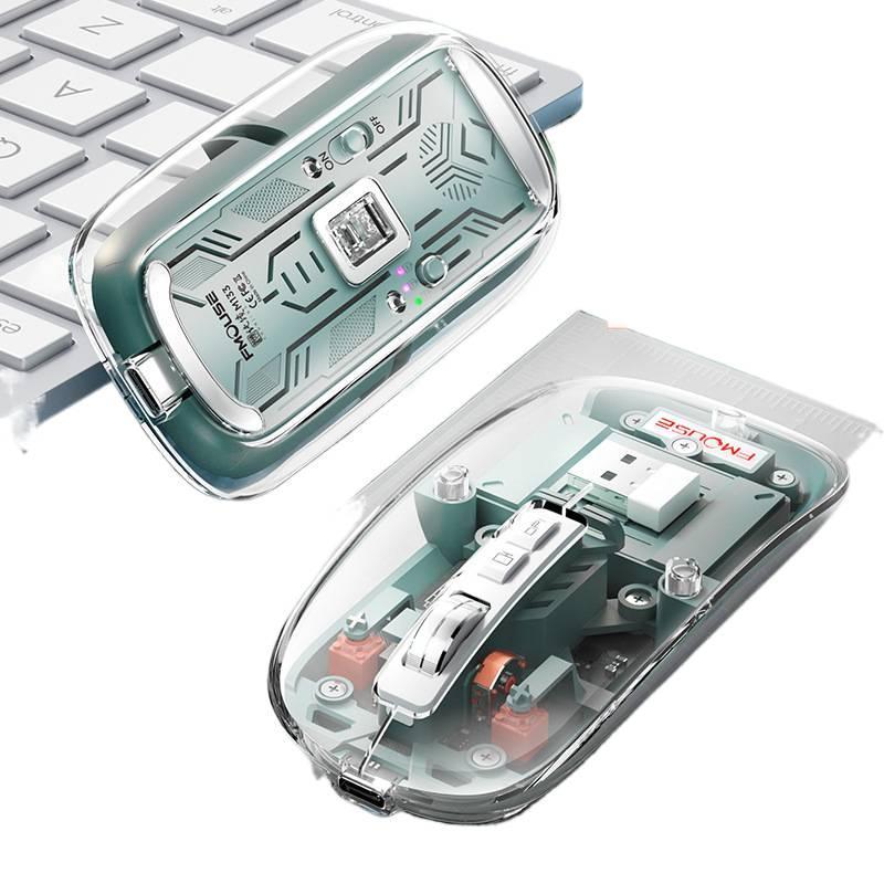 Wireless Bluetooth Mouse Three-Mode Transparent Mouse Charging Silent Mobile Phone Tablet Computer Universal Mouse