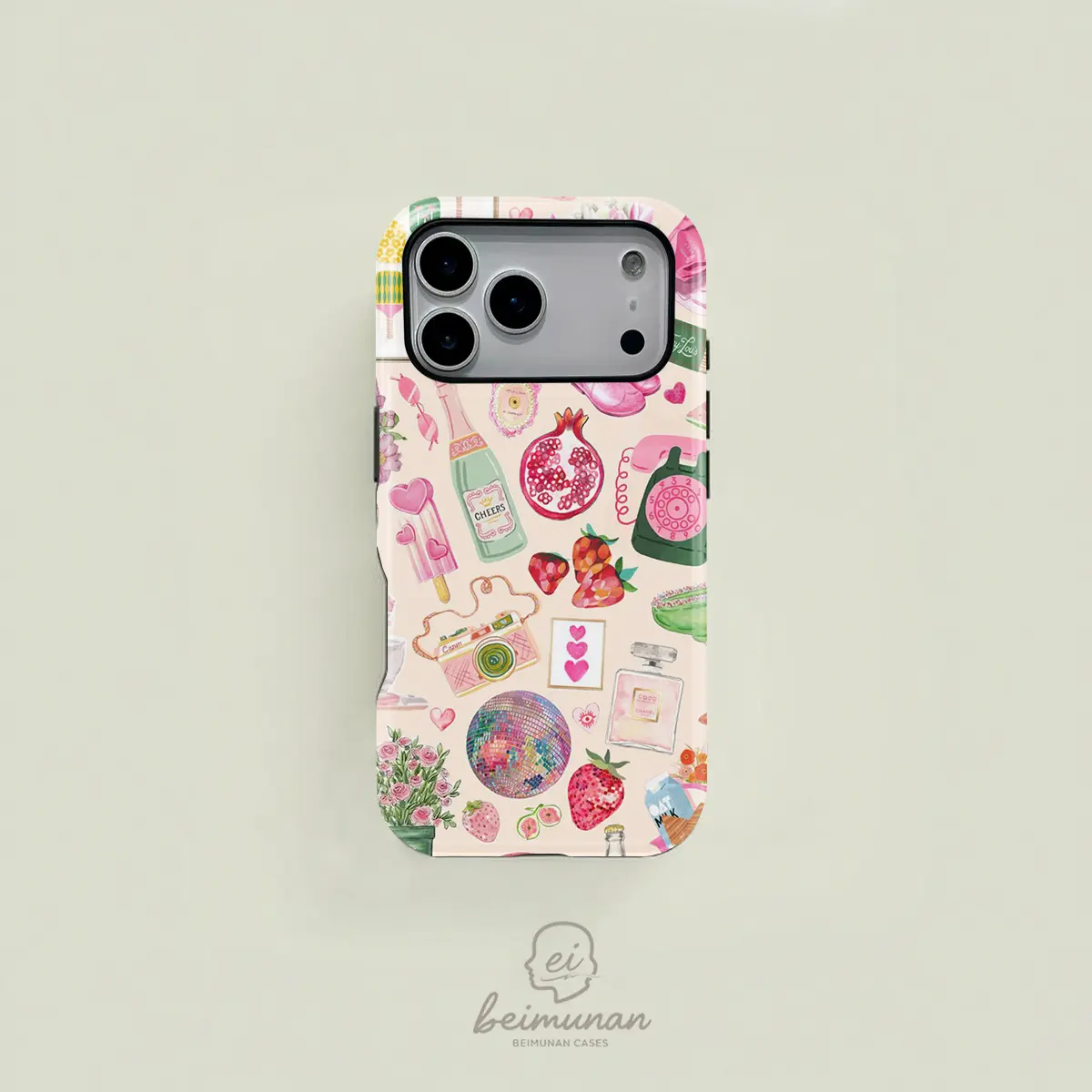 Cute Beige Watercolor Collage Smartphone Casing, 2-in-1 Durable Handheld Protection Casing, MagSafe-Compatible, for iPhone 17/16/15/14/13/12/11 Pro Max/Plus/Pro, Stylish Birthday Gift for Devices,back to school,back to school haul
