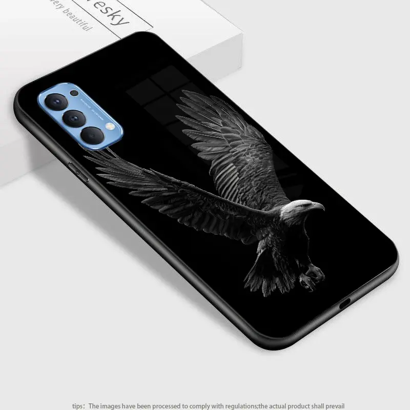 Soaring eagle pattern design suitable for OPPO Reno3 Pro,Find X2 Neo,Reno4,Reno4 Pro,Reno5,Reno5 Z,Reno5 Pro,Reno6,Reno6 Pro,Reno6 Pro+,Reno6 Z,F19 Pro+ Hard Case Glass texture Simple design Phone Case