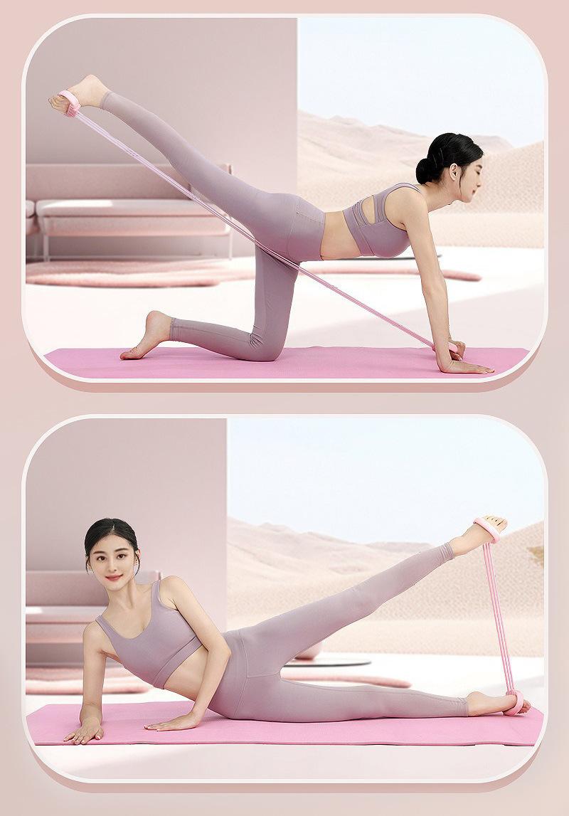 Yoga resistance band, 6 tube resistance exerciser, 8-word shoulder opening exercise for beautiful back fitness, adjustable weight resistance rope, 6 strands, household use, 8 pieces.