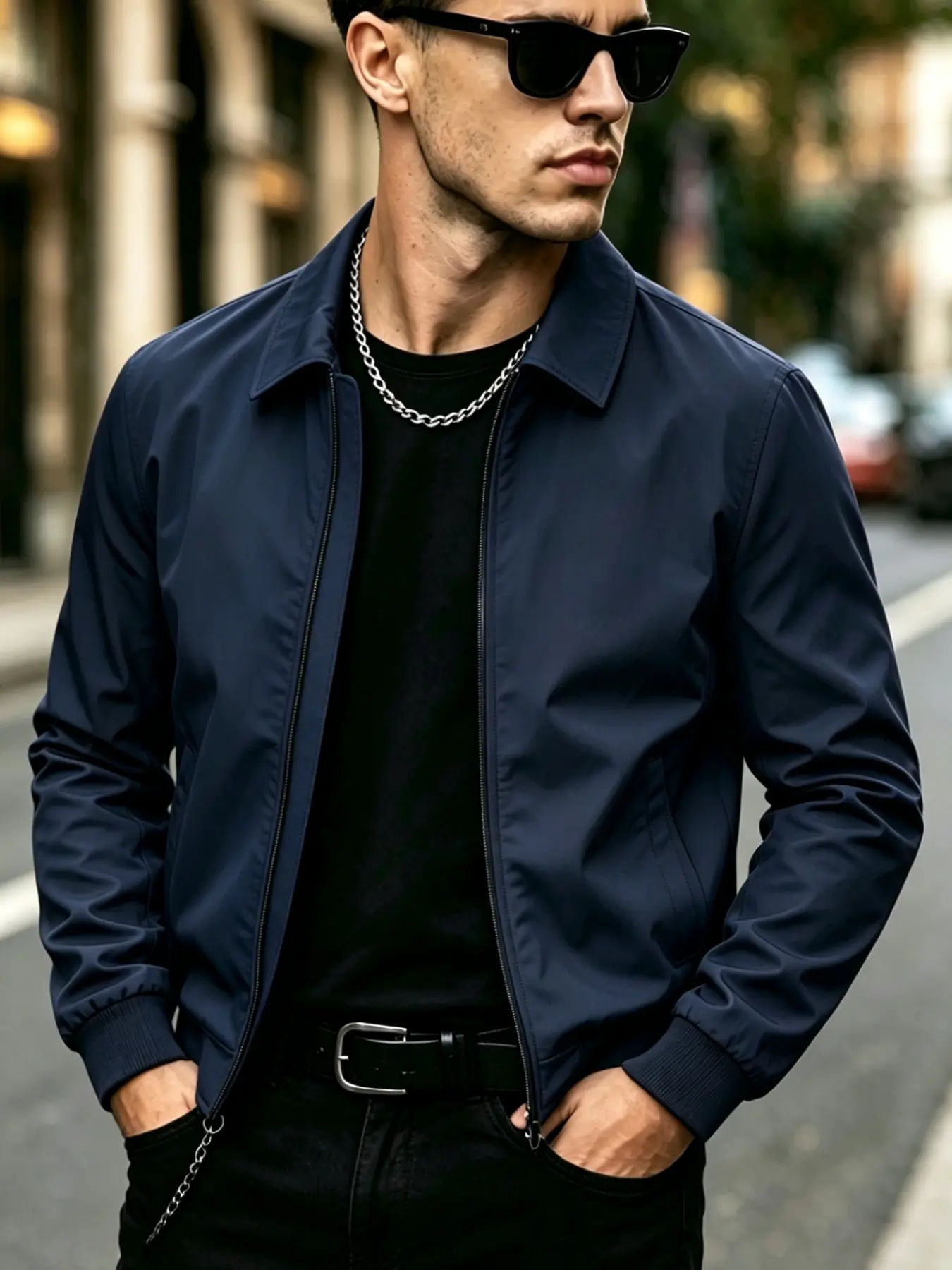 Men's Commuter Jacket, Simple Casual Outerwear, Vintage Golf Jacket, Business Daily Thin Coat, Side Pockets, Multi-Functional Spring Fall Flight Jacket